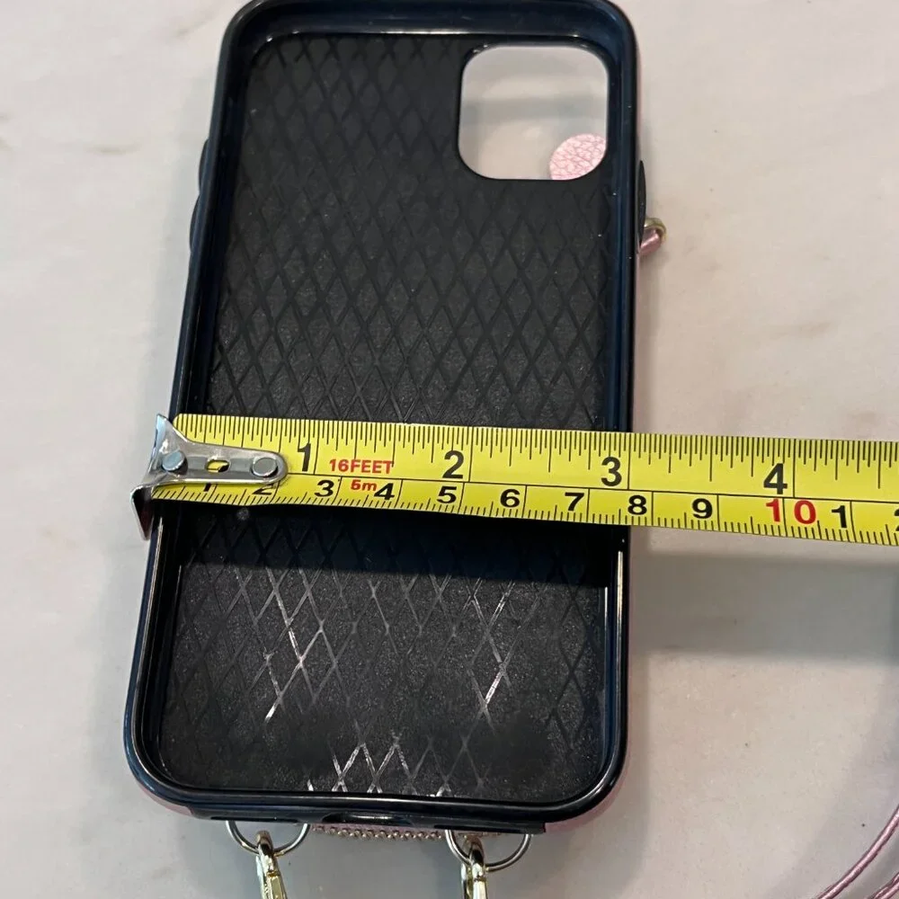 Pink‎ Metallic Wallet Crossbody Phone Case with Card Holder & Zipper 6.25